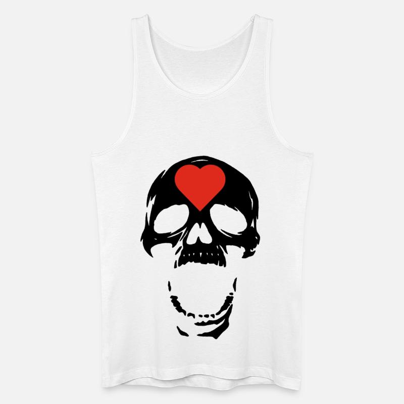 Der schwarze Schädel und das Herz - Männer Bio Tank Top - Weiß