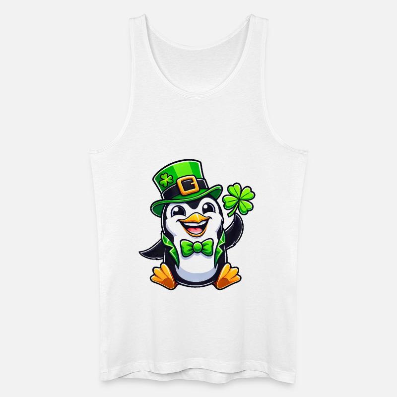 St. Patrick's Pinguin mit Glücksklee - Männer Bio Tank Top - Weiß