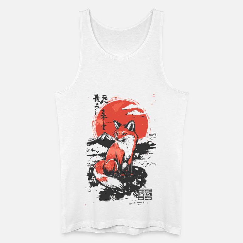 Fuchs Kitsune japanischer Stil - Männer Bio Tank Top - Weiß