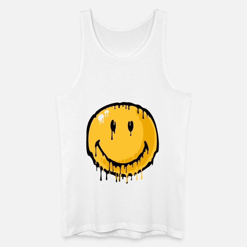 Smiley drip - Økologisk tanktop til mænd - hvid