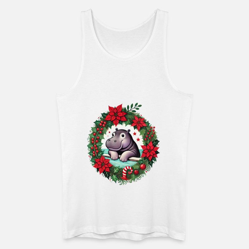 Weihnachts-Nilpferd - Männer Bio Tank Top - Weiß