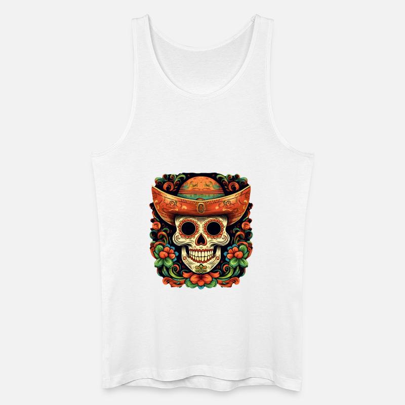 Cinco de Mayo Skull - Männer Bio Tank Top - Weiß