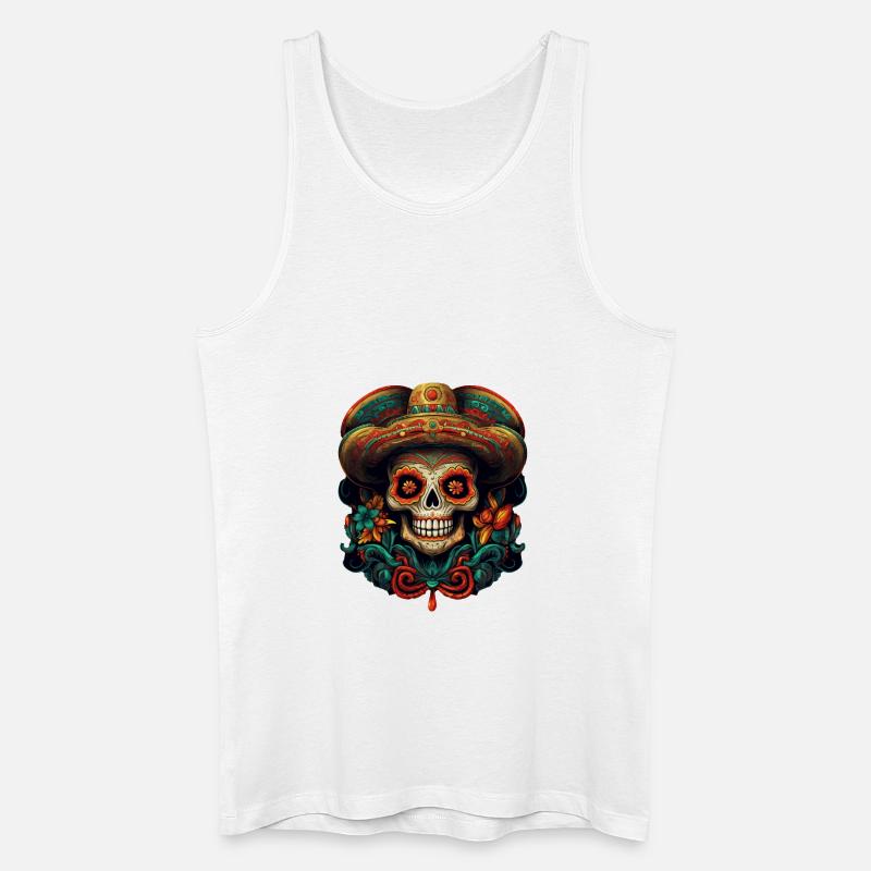 Cinco de Mayo Skull - Männer Bio Tank Top - Weiß