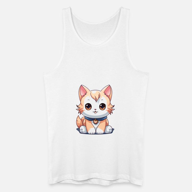 Katze - Kawaii Style - Männer Bio Tank Top - Weiß