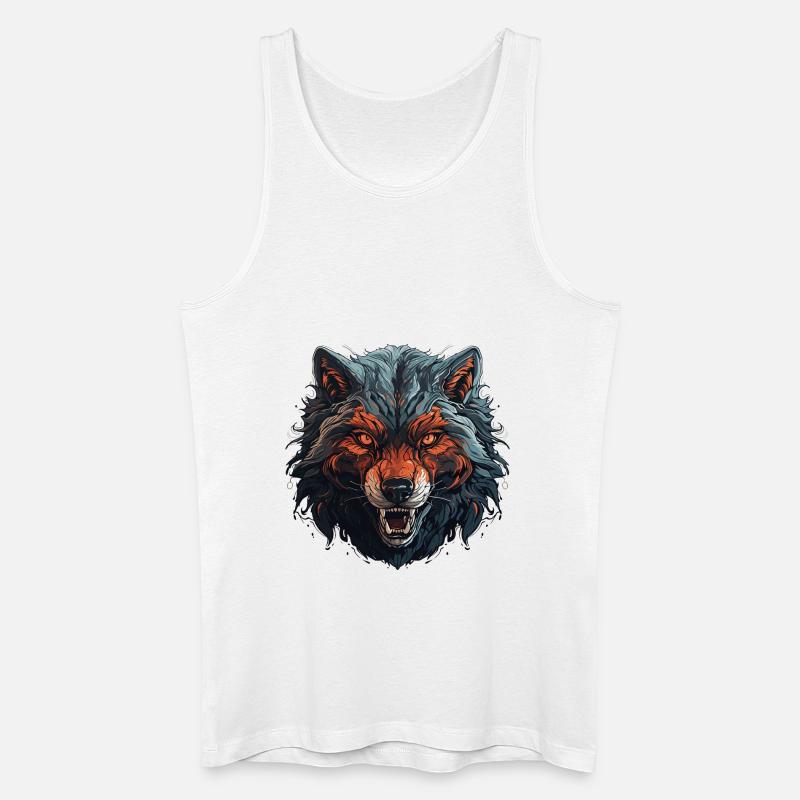 Wolf - Illustration - Männer Bio Tank Top - Weiß