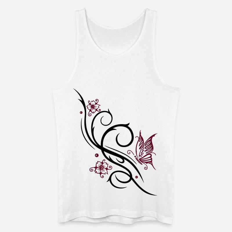 Kirschblüten Schmetterling Tattoo - Männer Bio Tank Top - Weiß