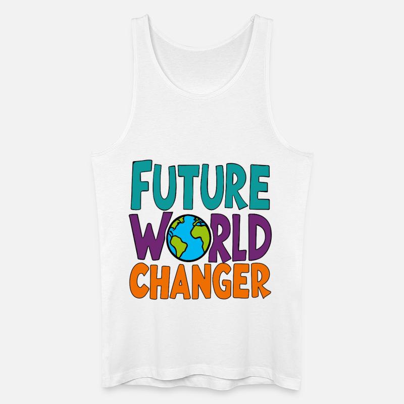 Future World Changer - Globus-Spruch - Männer Bio Tank Top - Weiß