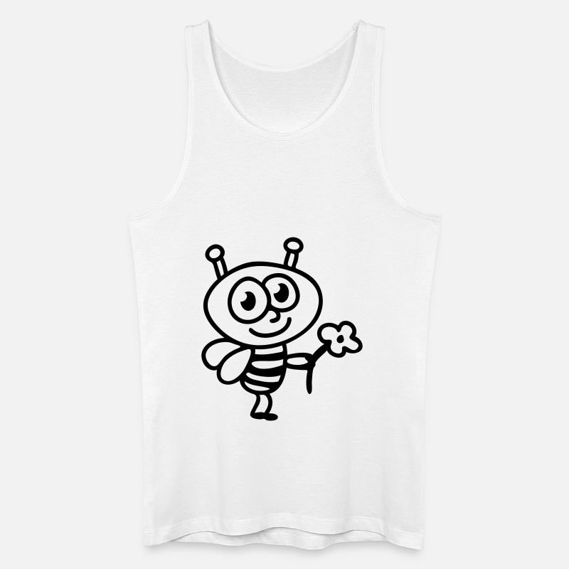 Biene + Blume - Line - Männer Bio Tank Top - Weiß