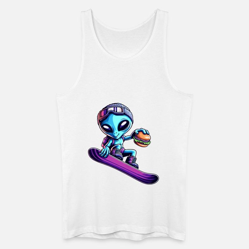 Alien Snowboard Hamburger Abenteuer - Männer Bio Tank Top - Weiß