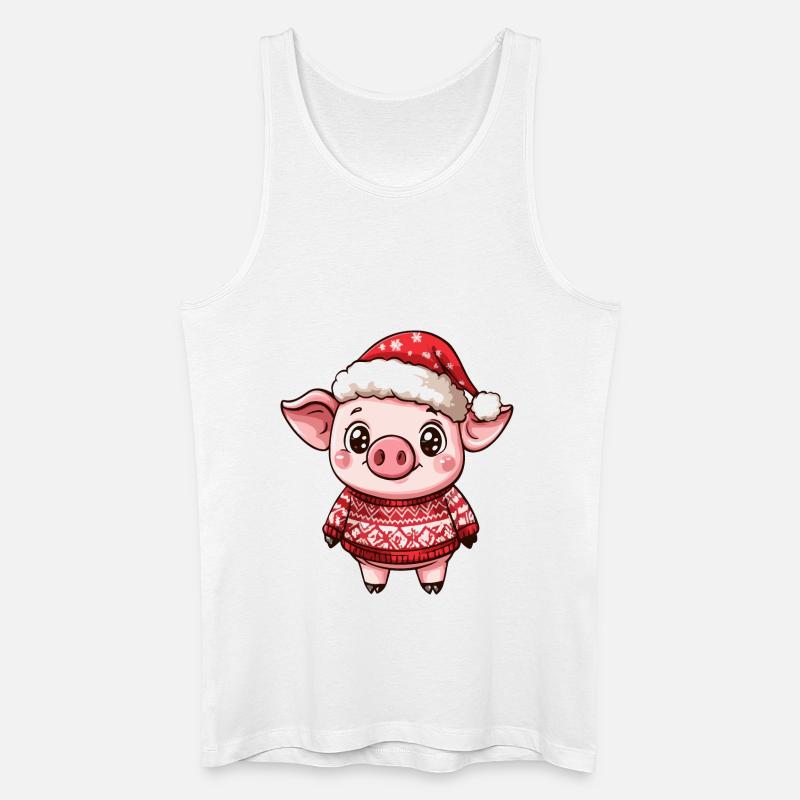 Schwein Weihnachten Comic - Männer Bio Tank Top - Weiß