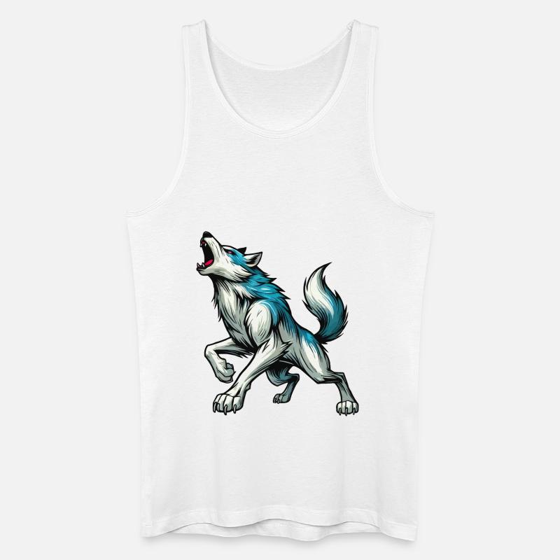 Wolf Comic - Männer Bio Tank Top - Weiß