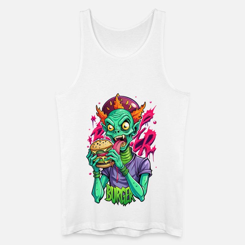 Burger Alien - Männer Bio Tank Top - Weiß