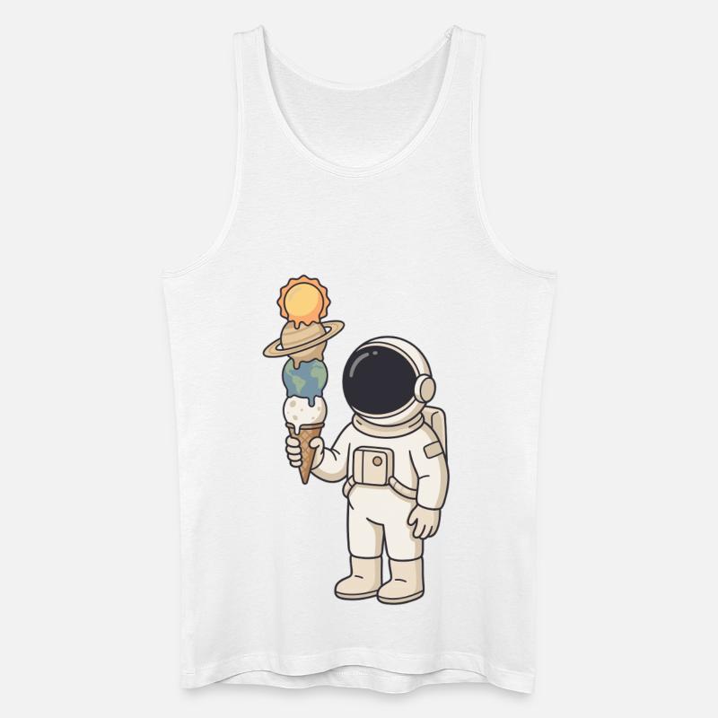 Astronaut mit Planeten-Eis - Cooles Weltraum - Männer Bio Tank Top - Weiß