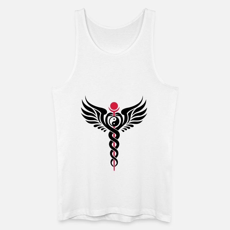 Caduceus, Yin Yang, Winged Serpent, Hermetic - Økologisk tanktop til mænd - hvid