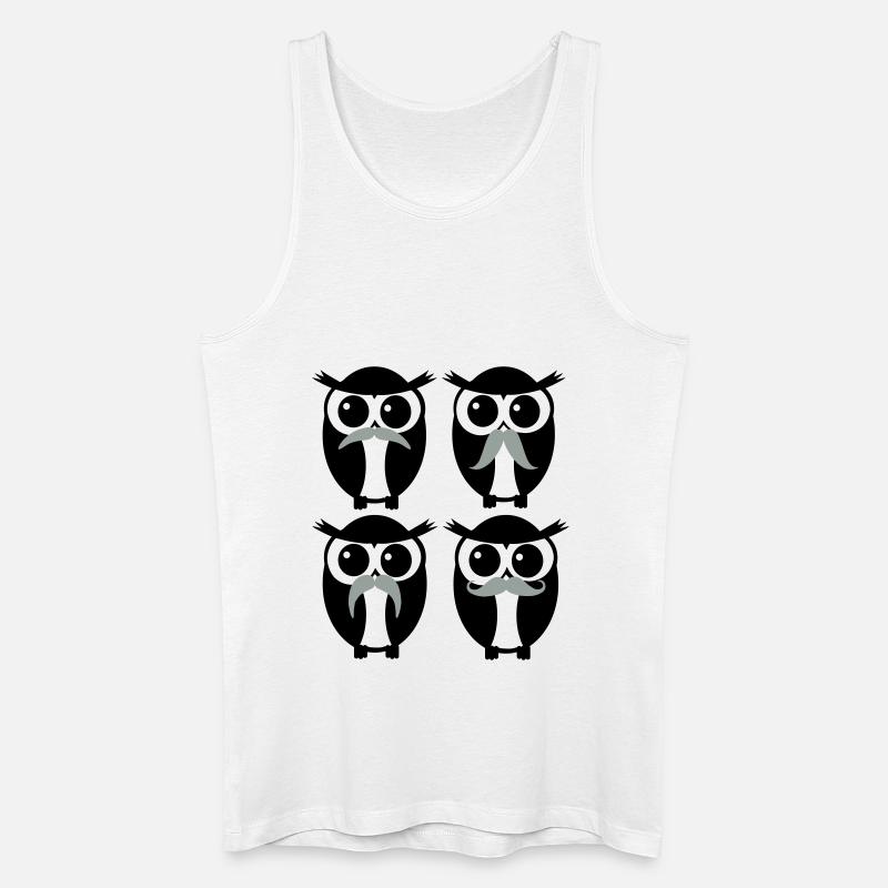 Moustache Owl - Männer Bio Tank Top - Weiß