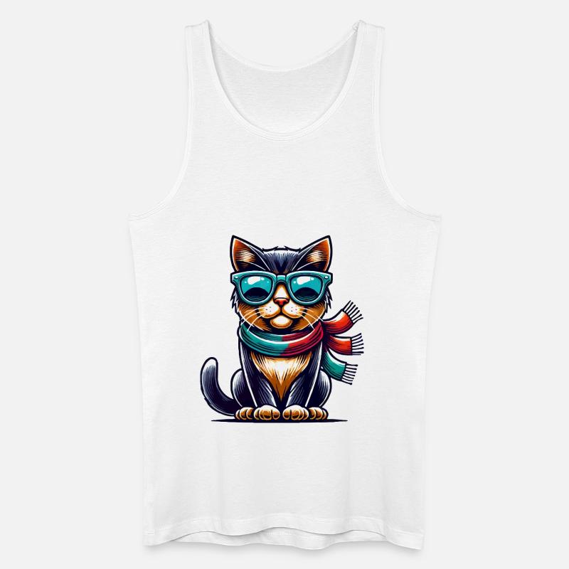 katze sonnenbrille comic - Männer Bio Tank Top - Weiß