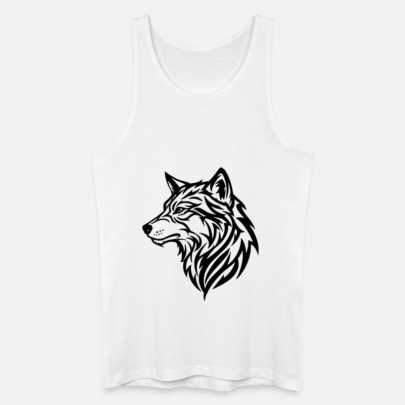Wolf - Stammesstil - Männer Bio Tank Top - Weiß