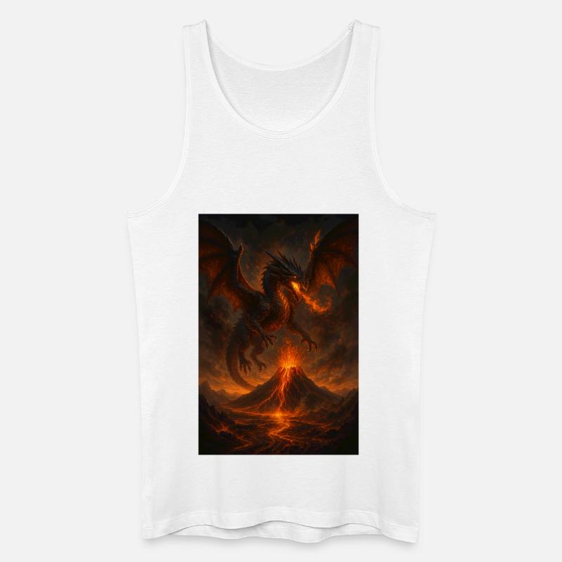 Feuerdrache über Vulkanlandschaft - Männer Bio Tank Top - Weiß