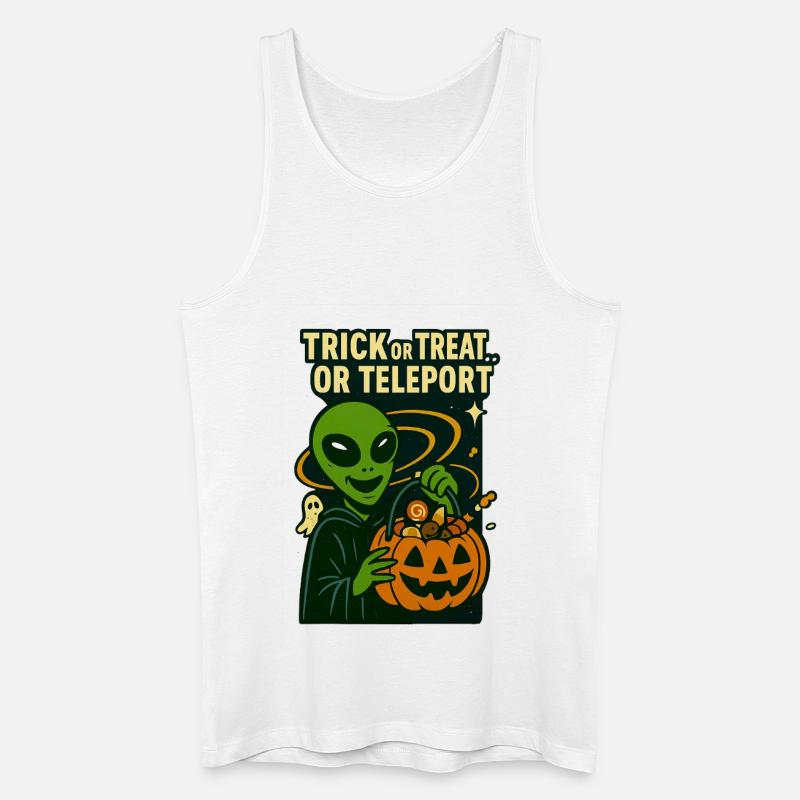 Alien Halloween T-Shirt – Süßes oder Saures... oder... - Männer Bio Tank Top - Weiß