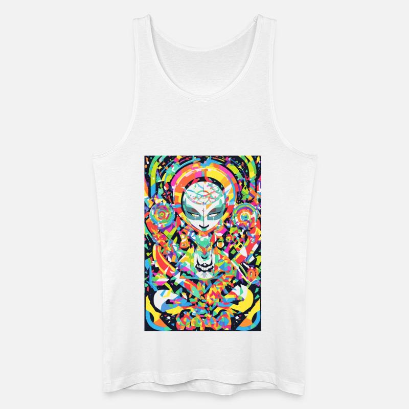 Psychedelisches Chakra & Katzenkunst - Männer Bio Tank Top - Weiß