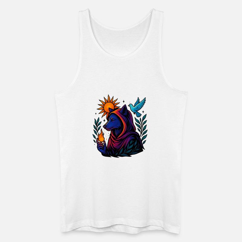 Flamme des Geistes – Kosmische Wolfskunst - Männer Bio Tank Top - Weiß