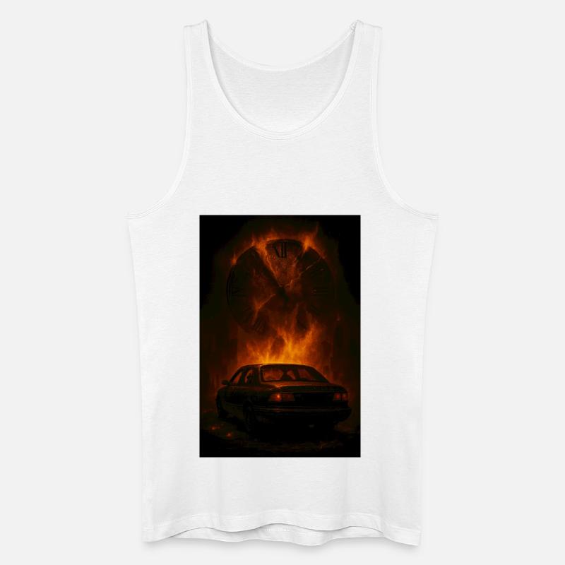 Zerfetzte Zeit: Auto im Feuer - Männer Bio Tank Top - Weiß