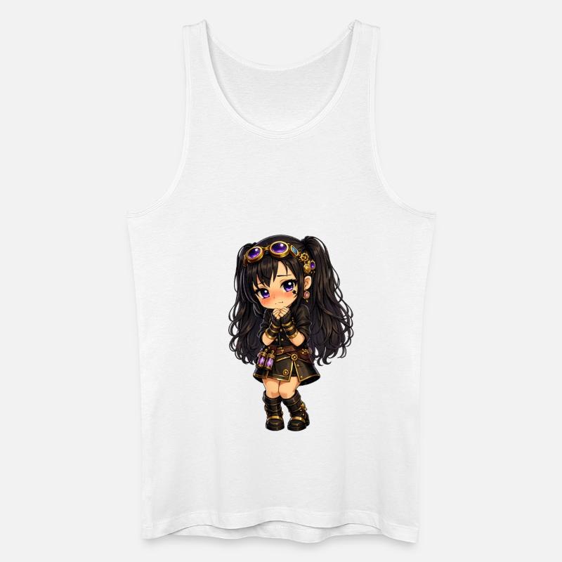 Steampunk chibi Luna mit Lila Glanz - Männer Bio Tank Top - Weiß