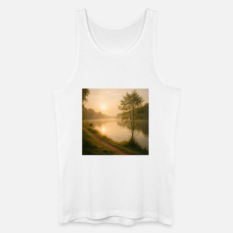 Morgengold am Flusspfad - Männer Bio Tank Top - Weiß