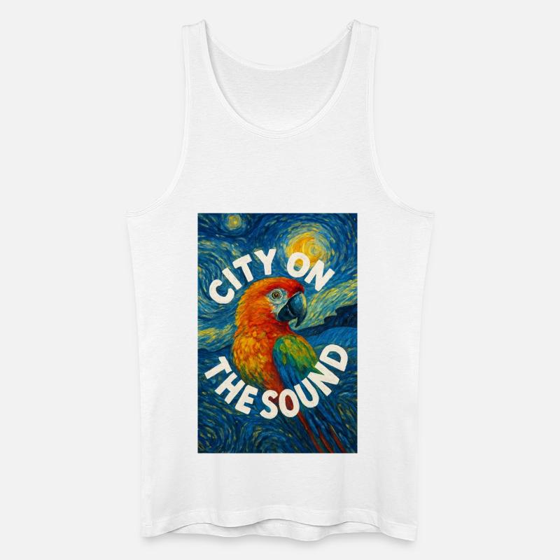 Vibrant_Macaw_Amidst_Swirling_Post-Impressionis - Männer Bio Tank Top - Weiß