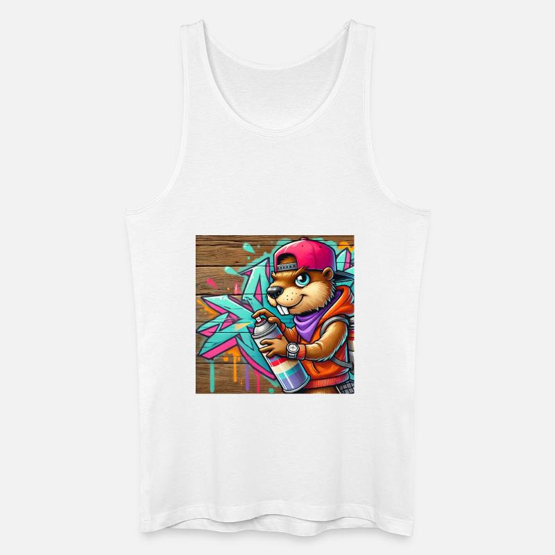 Graffiti Malerei Biber - Männer Bio Tank Top - Weiß