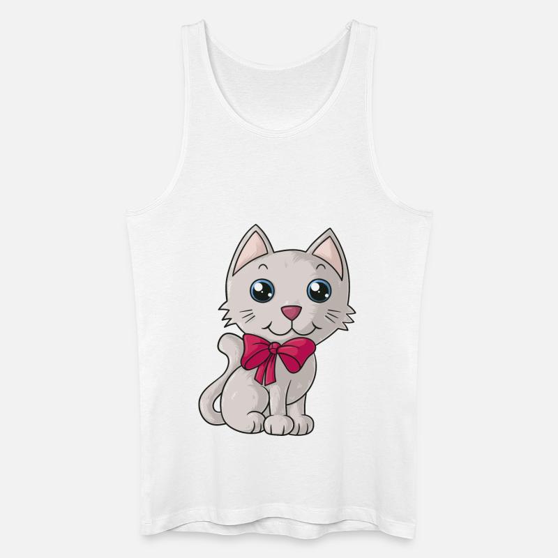 Süße Comic Katze - Männer Bio Tank Top - Weiß