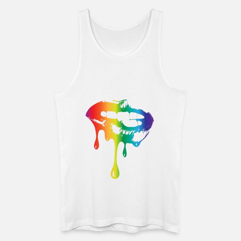 Lips Regenbogen - Männer Bio Tank Top - Weiß