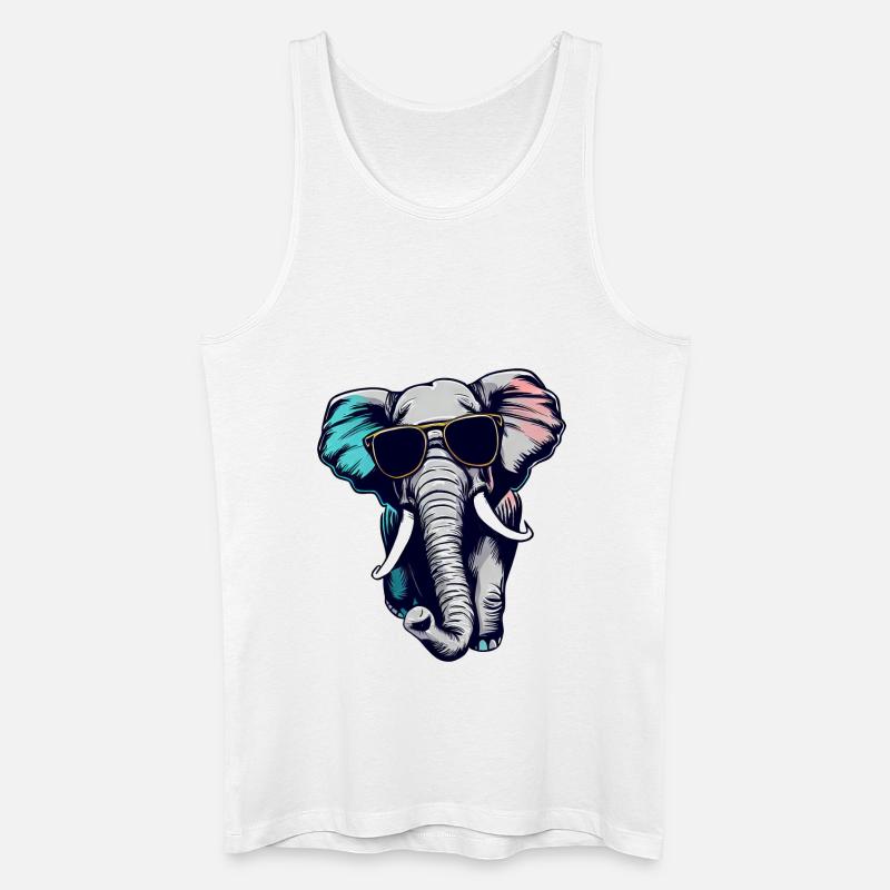 Cool Elefant - Elefant mit Sonnenbrille - Männer Bio Tank Top - Weiß
