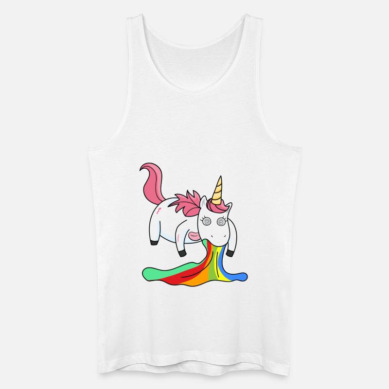 Kotzendes Einhorn Regenbogen - Männer Bio Tank Top - Weiß