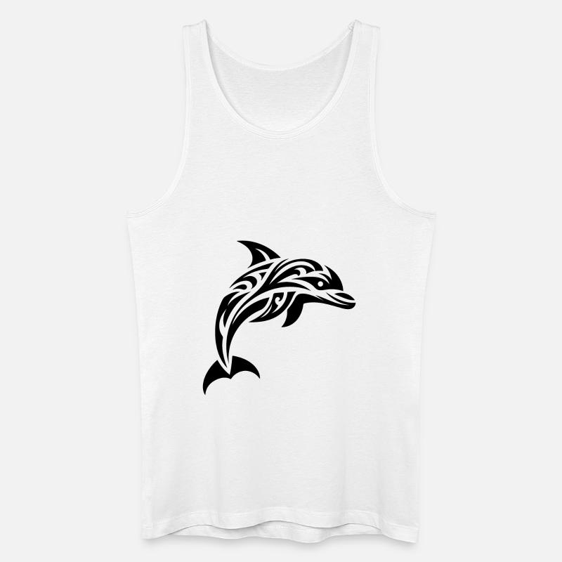 Springender süßer Tattoo Delfin - Männer Bio Tank Top - Weiß