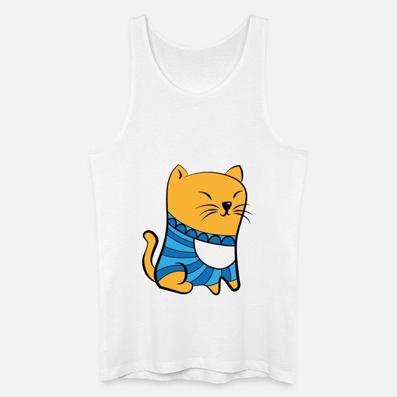 Katze mit Pullover - Männer Bio Tank Top - Weiß