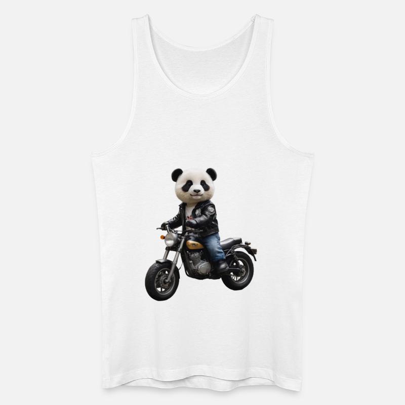 Biker Panda - Männer Bio Tank Top - Weiß