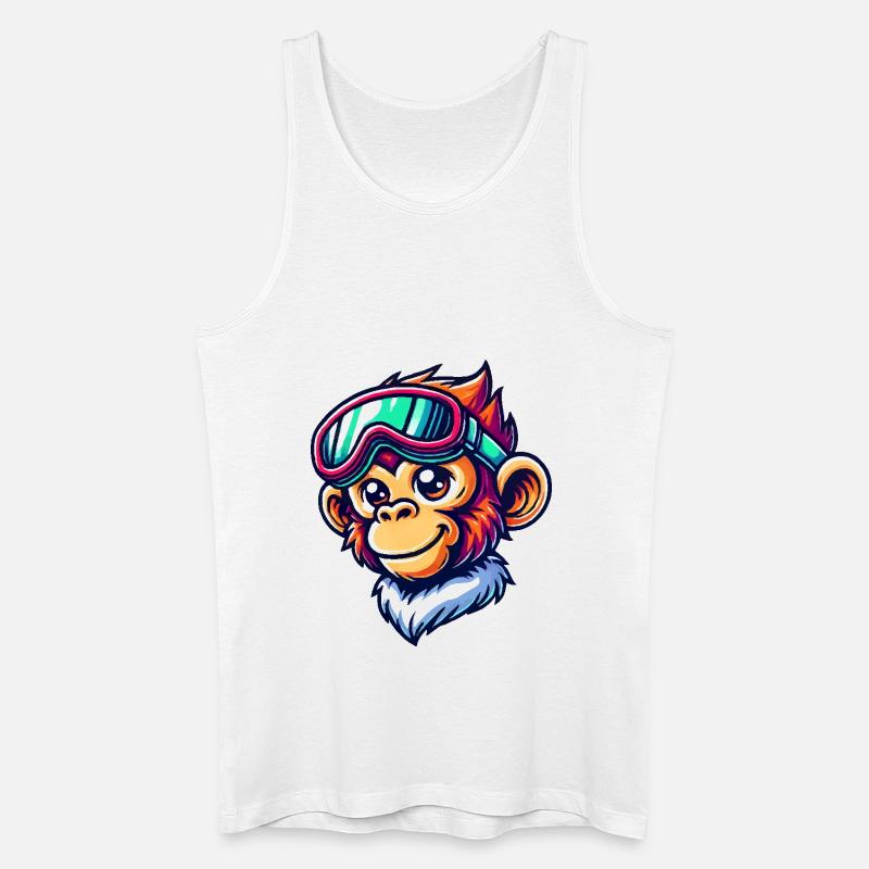 Affe Skibrille Comic - Männer Bio Tank Top - Weiß