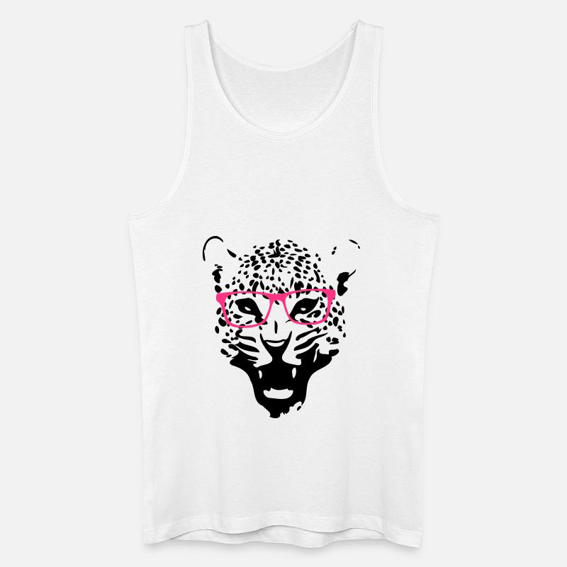 Leopard Nerd Brille 2c - Männer Bio Tank Top - Weiß