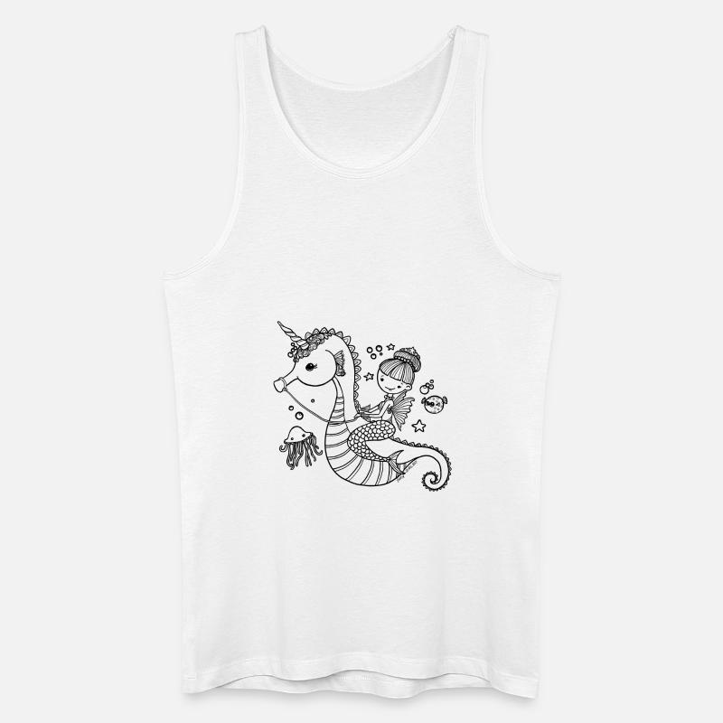 Meerjungfrau mit Seepferdchen - Männer Bio Tank Top - Weiß