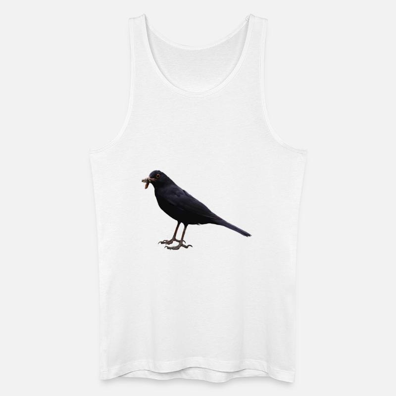Amsel Vogel schwarzer Vogel - Männer Bio Tank Top - Weiß