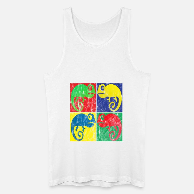 Chamäleon Pop Art - Männer Bio Tank Top - Weiß