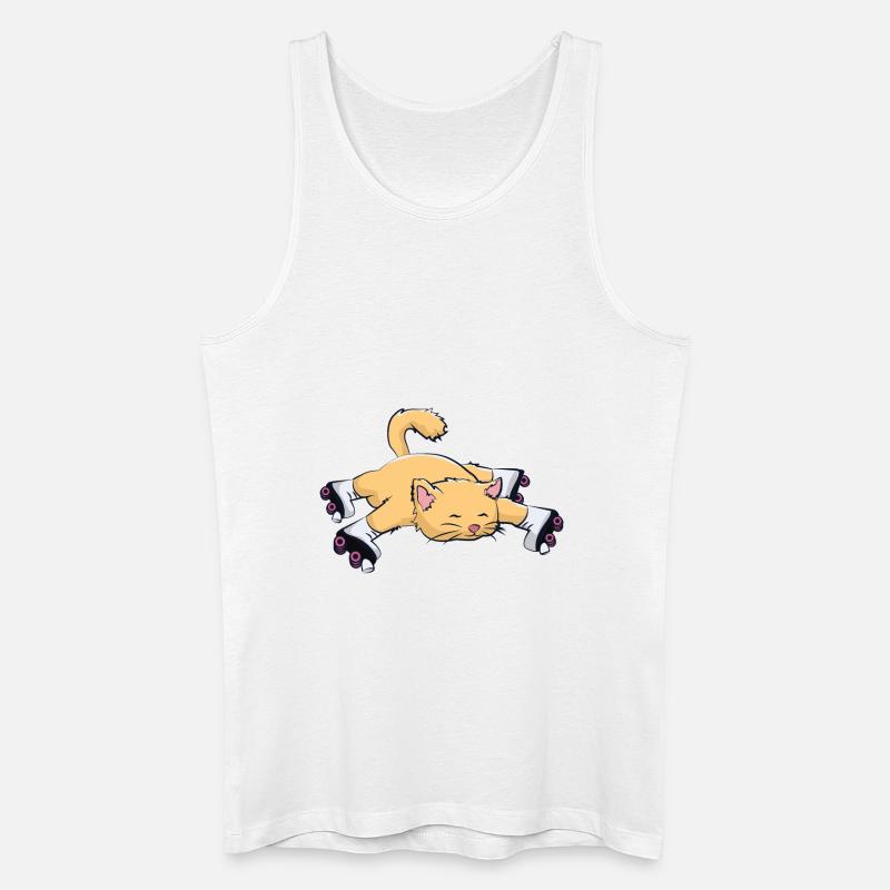 Katze mit Rollschuhe - Männer Bio Tank Top - Weiß