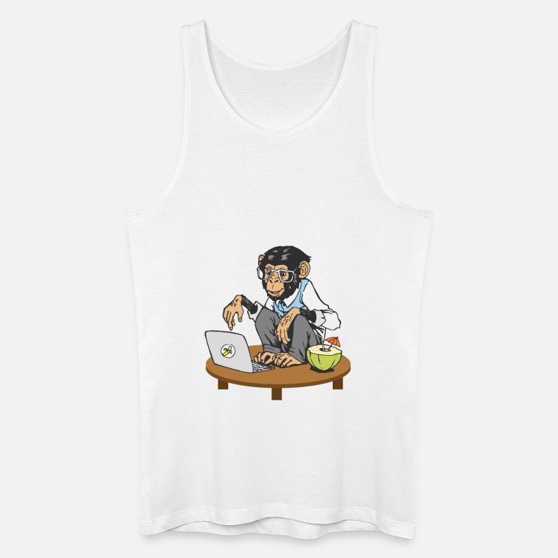 Affe vor Laptop - Männer Bio Tank Top - Weiß
