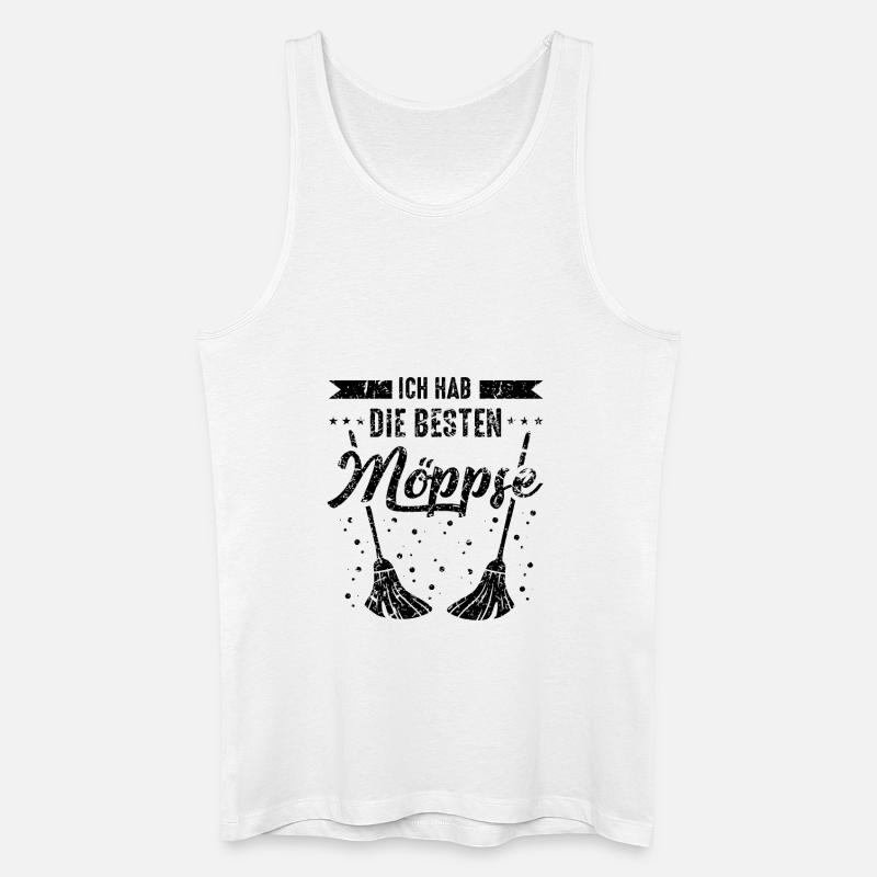 Möps Möpse Wischmop - Männer Bio Tank Top - Weiß