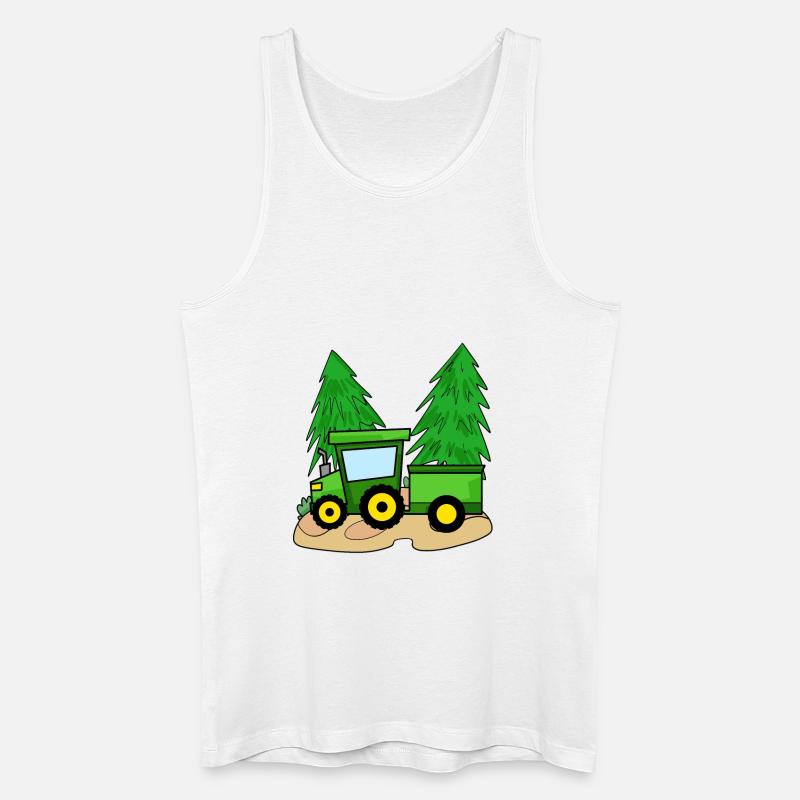 Traktor mit Anhänger - Männer Bio Tank Top - Weiß