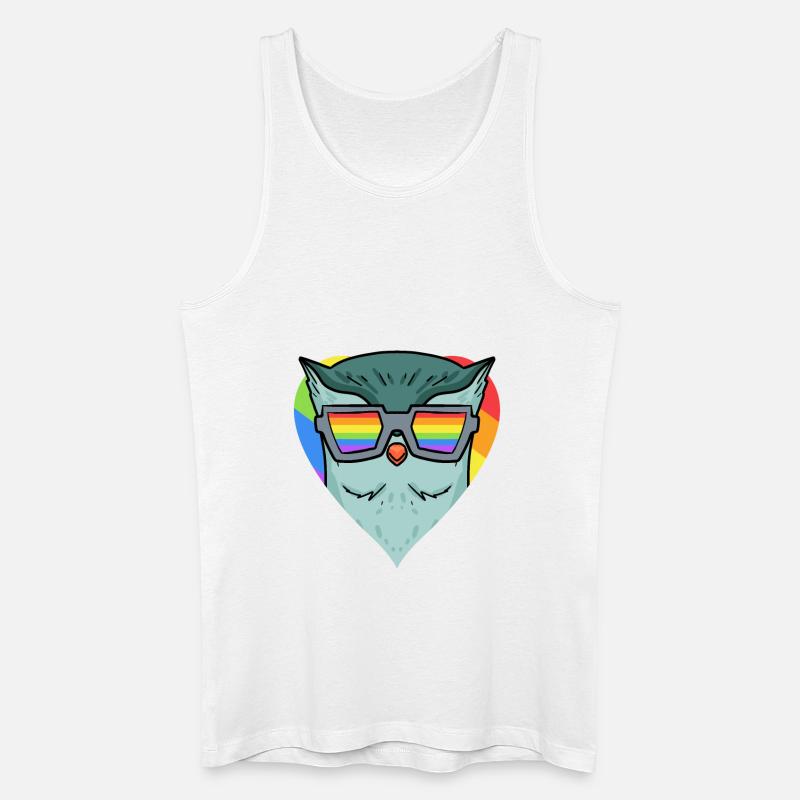 LGBT Tier Eule Regenbogen - Männer Bio Tank Top - Weiß