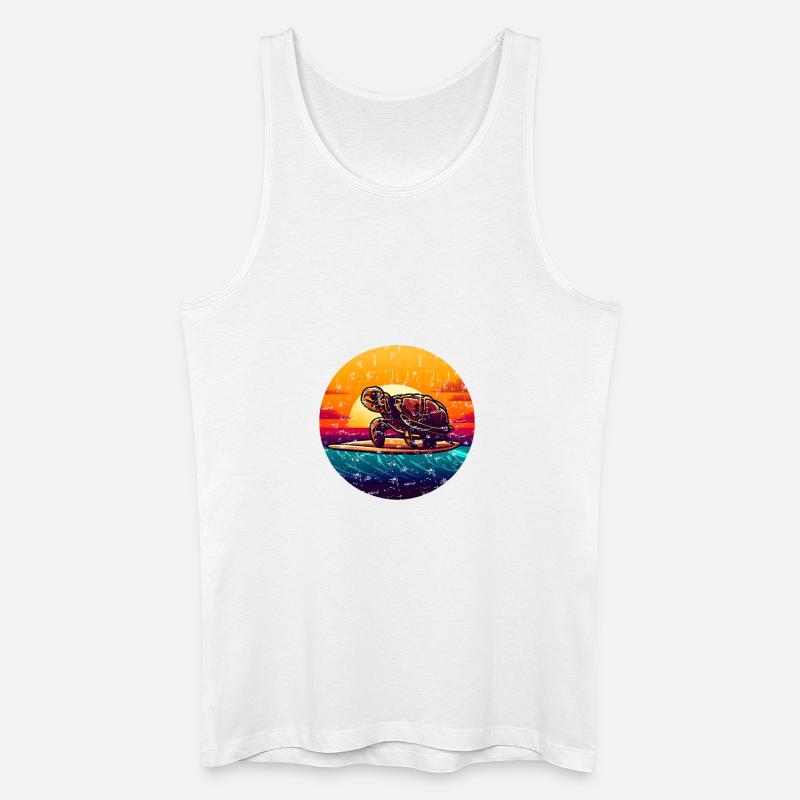 Turtle on surfboard Sunset - Men’s Organic Tank Top - white