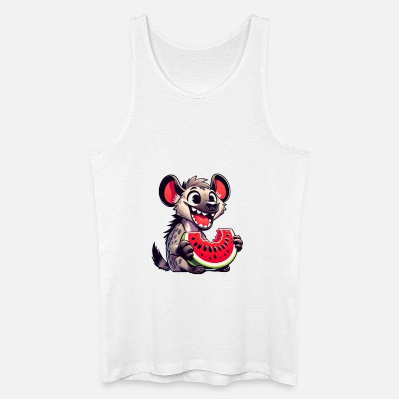 Hyäne mit Wassermelone Sommermotiv - Männer Bio Tank Top - Weiß