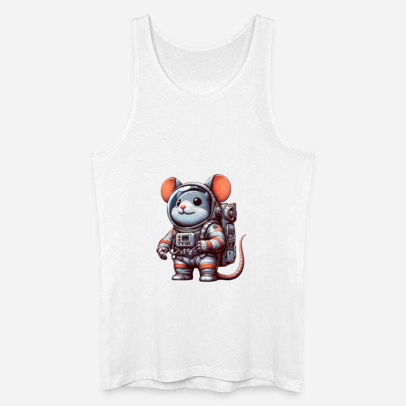 Mouse Astronaut Space Universe Sci-Fi - Men’s Organic Tank Top - white